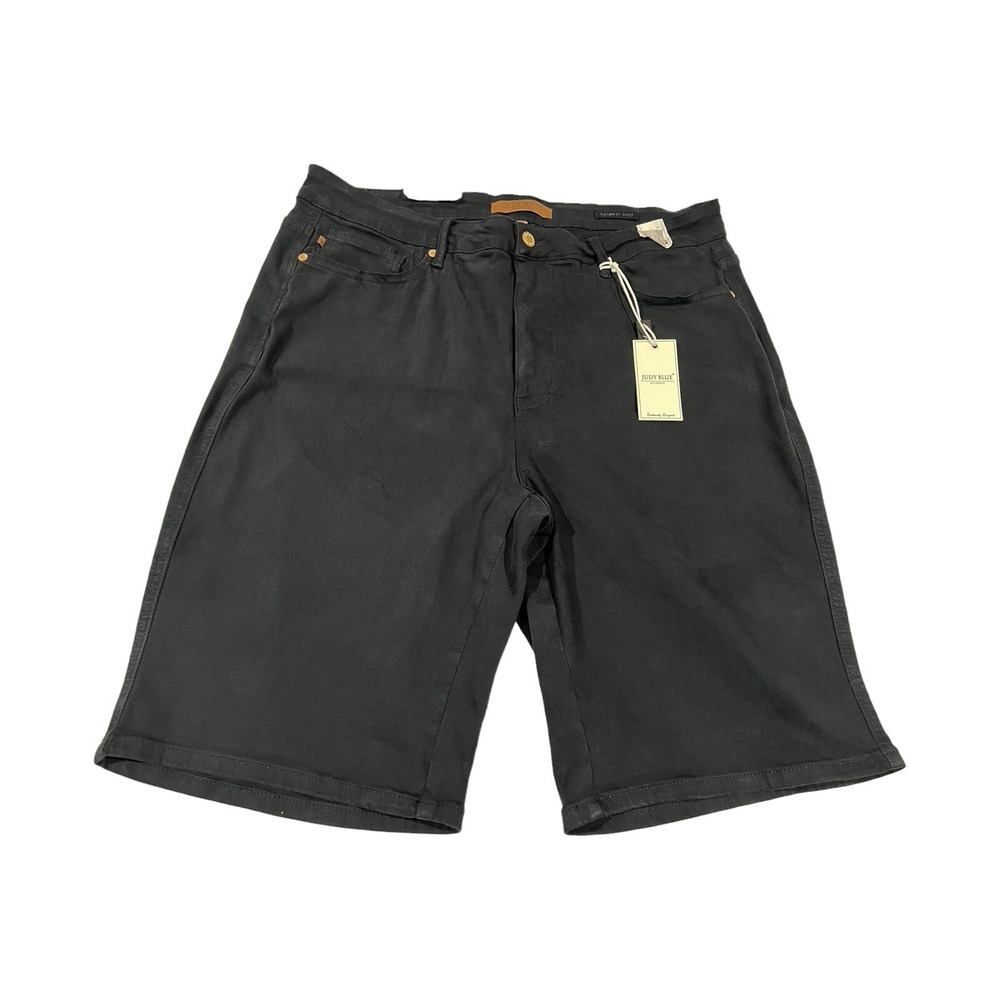 NWT Judy Blue Shorts Women's 3XL High Waist Tummy Control Black Cuffed Stretchy
